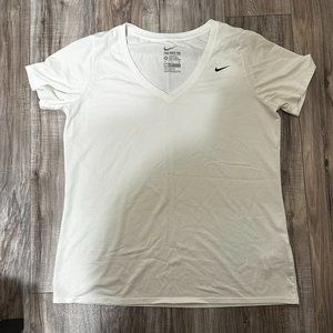 Nike Women's DRI-FIT The Nike Tee V-Neck Shirt White Size XL